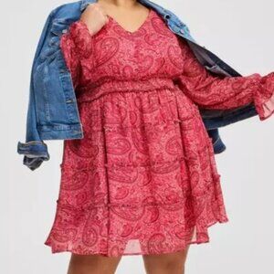 NWT Torrid Mini Lurex Chiffon Tiered Dress sz 1